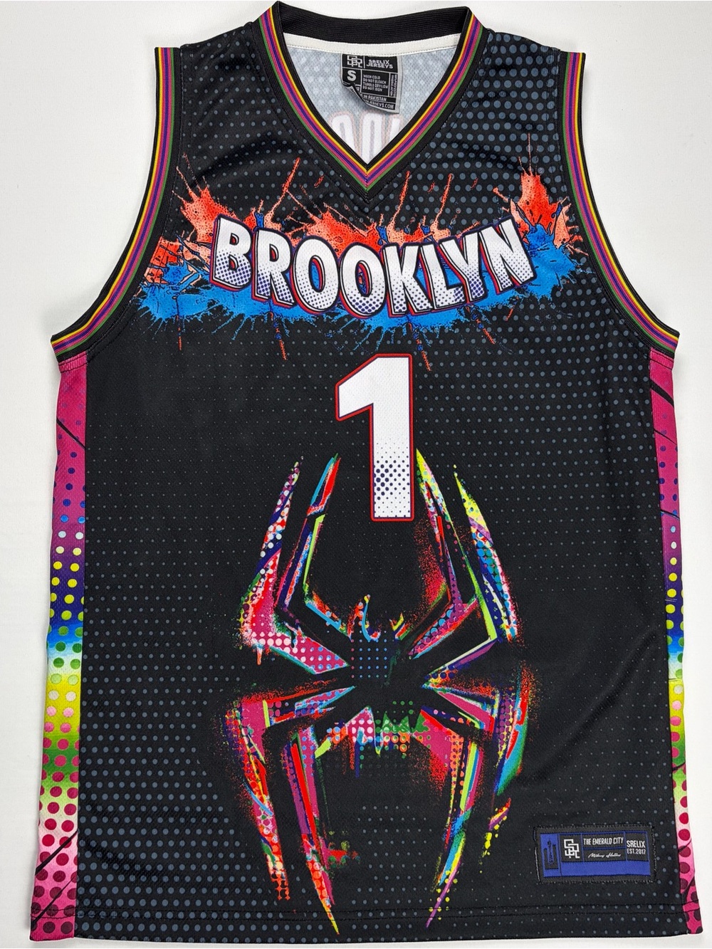 SRELIX Brooklyn Nets Mikal Bridges #1 Spider-Verse Jersey Men’s Small Rare